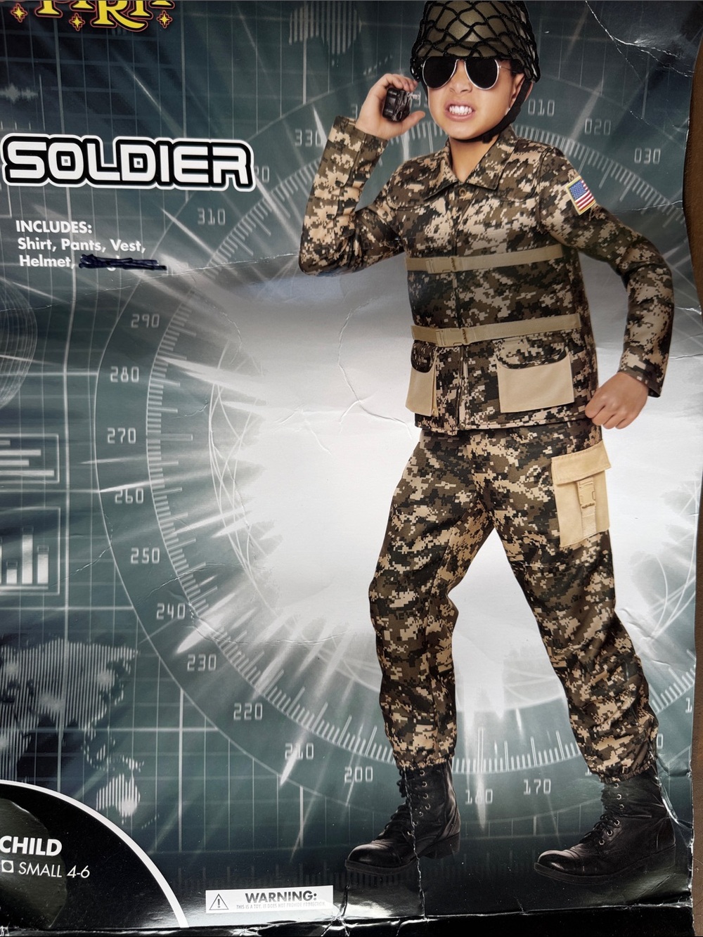 Spirit Kids' Soldier Costume - Camo Green small 4-6